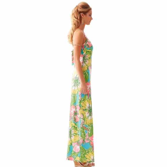 LILLY PULITZER Palm Big Flirt Floral Maxi Tank Dress Tie Back Multicolor… - Picture 2 of 8